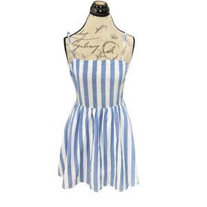 Shein Womens Dress Size Medium Sleeveless Striped Blue Coastal Cow Girl Beach